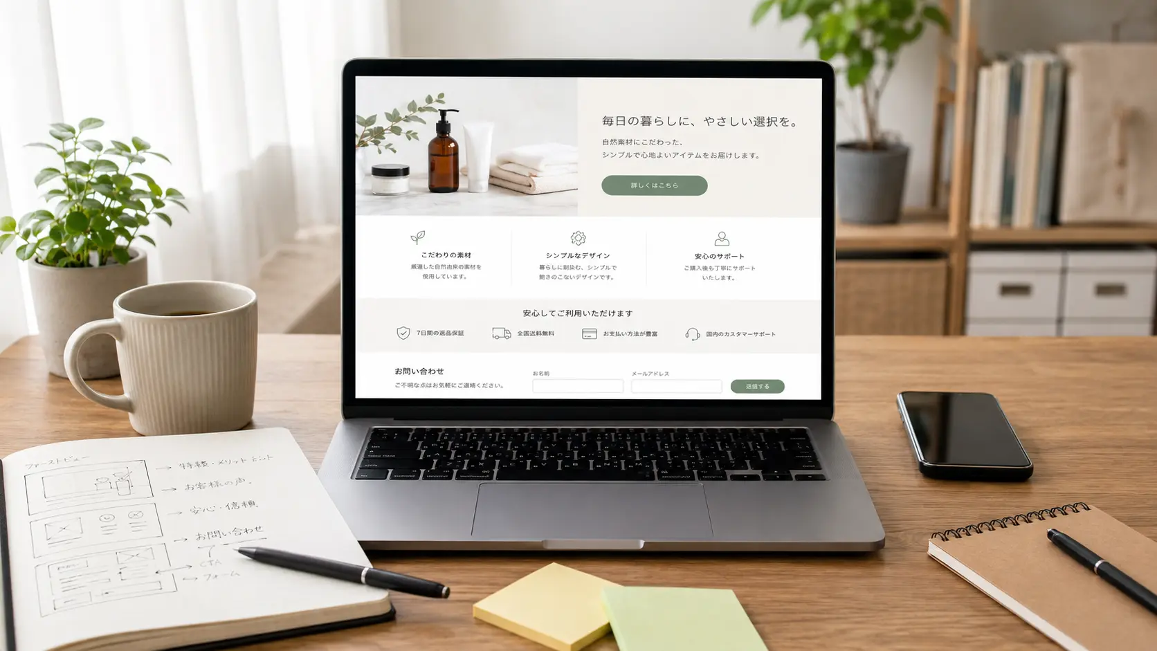 オンラインで販売するためにLPへ書く内容を考えるイメージ