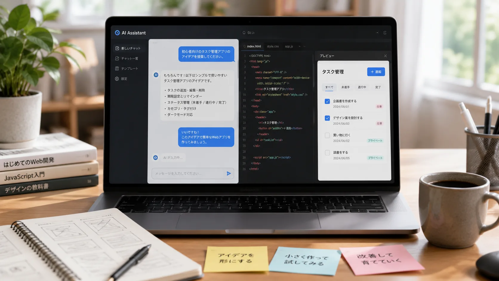 ChatGPTで考えた内容をCodexでWebページや小さな仕組みにしていくイメージ