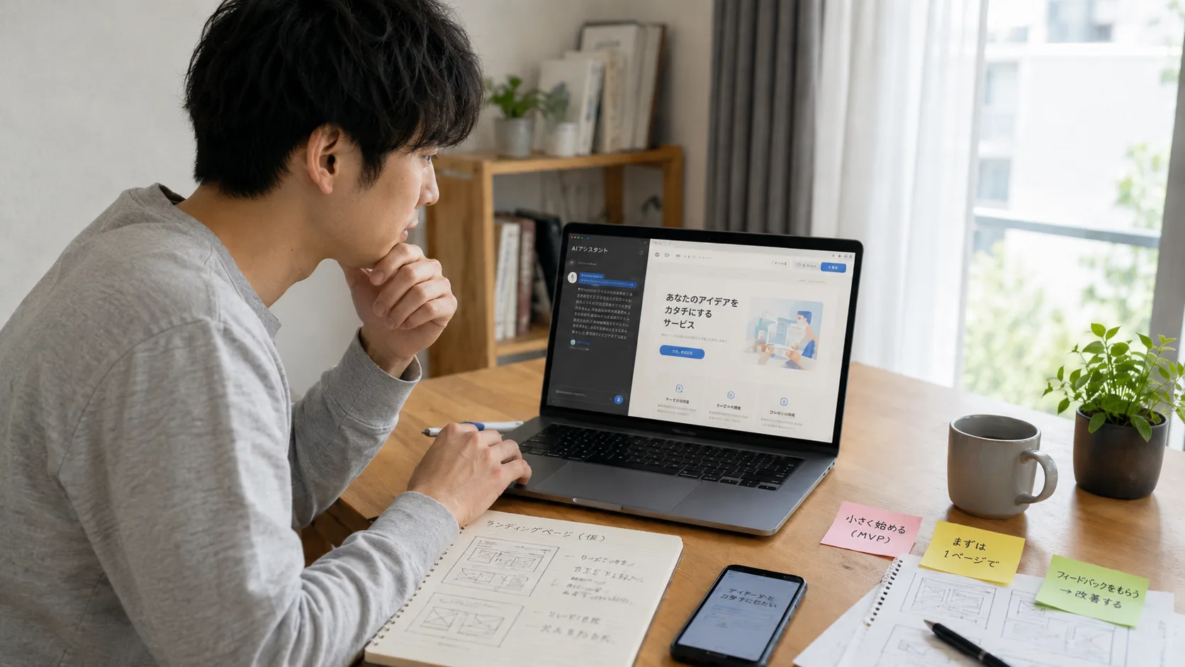 AIも使いながら小さな案内ページを作って公開するイメージ