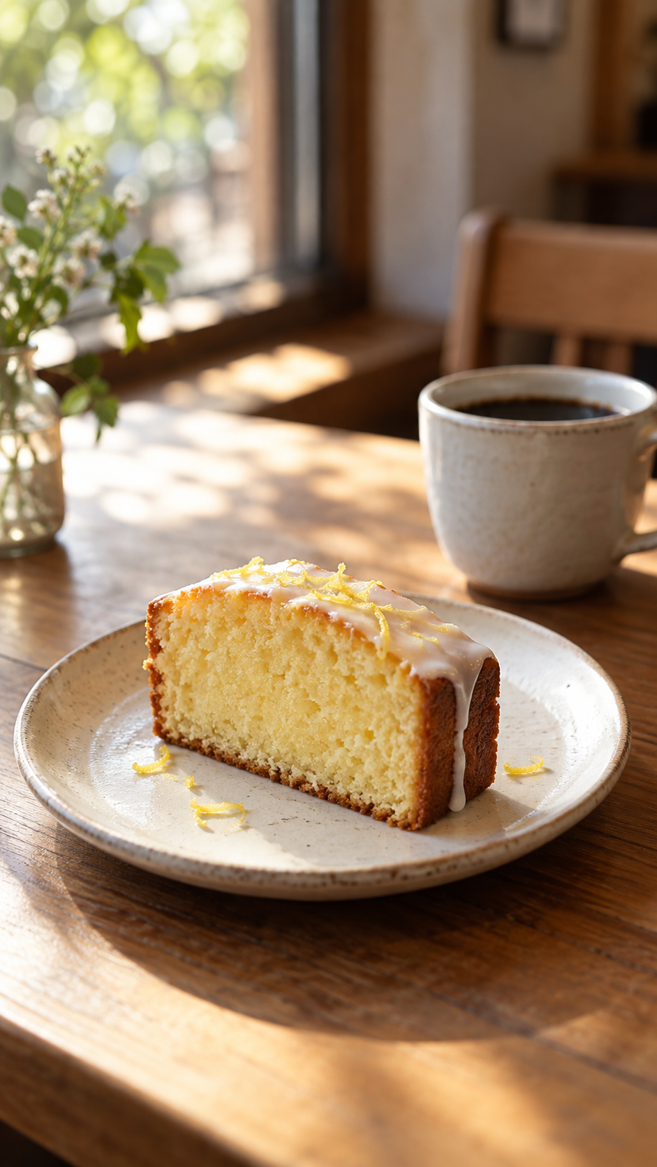 レモンケーキとコーヒー。架空のカフェのお知らせ用写真